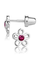 good-looking silver cubic zirconia July birthstone baby earrings